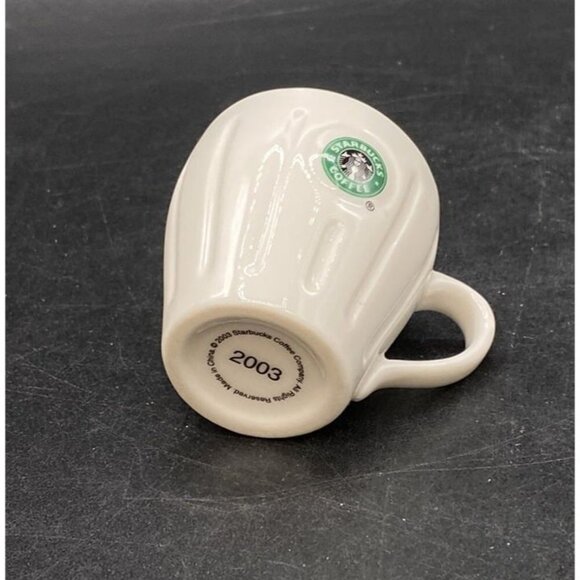 Mini Starbucks 2003 Barista Mermaid Pleated Logo Ceramic 2” Demitasse Coffee Mug - Picture 4 of 5